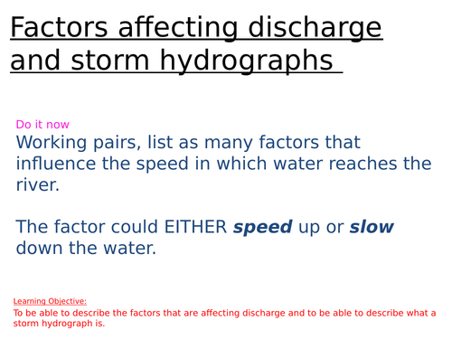 EDUQAS spec B - unit 2 - L5 hydrographs  fully resourced