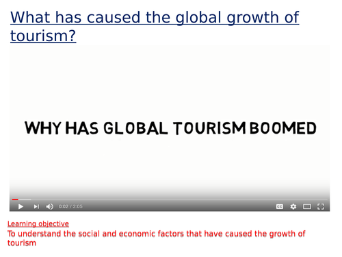 KS3 - tourism unit - L3 factors leading to the growth of tourism - fully resourced