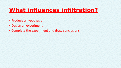 geography a level coursework infiltration rates