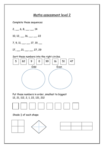 Maths Assessment Level 2