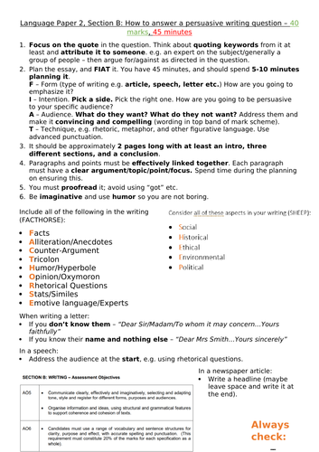 AQA GCSE (9-1) English Language: Paper 2, Section B ...