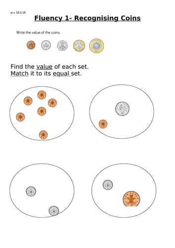 Year 1 Money Planning and Worksheets Differentiated to support White ...