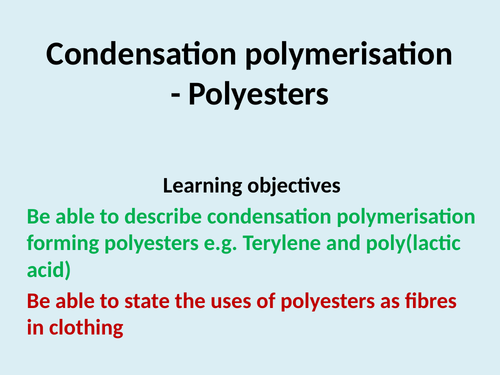 Condensation polymerisation polyesters
