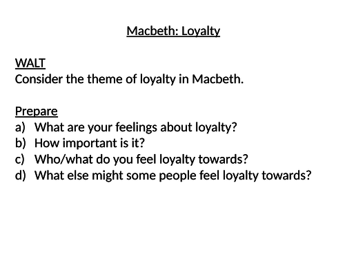 Loyalty in Macbeth
