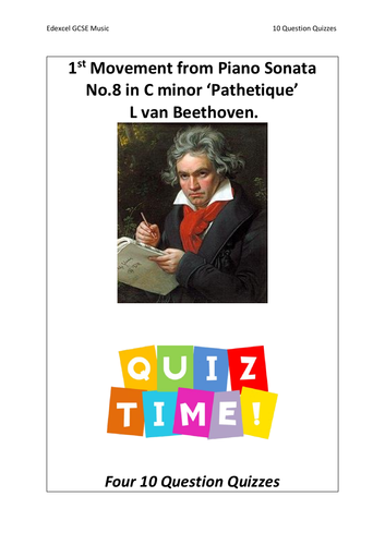 10 Question Quizzes - Piano Sonata No.8 'Pathetique' by Beethoven - Edexcel GCSE Music