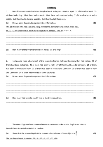 Statistics Revision Worksheets 