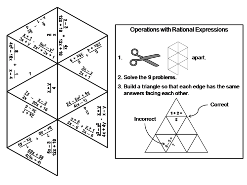 Operations with Rational Expressions Game: Math Tarsia Puzzle