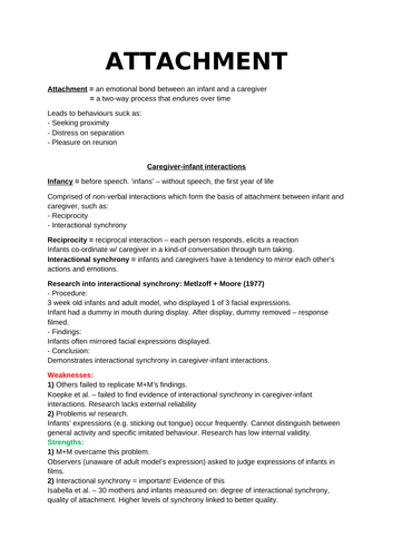 Attachment - AQA A-Level Psychology