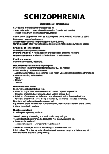 Schizophrenia - AQA A-Level Psychology