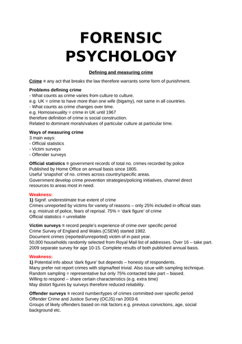 Forensic Psychology - AQA A-Level Psychology