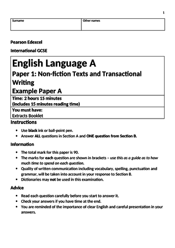 edexcel past papers literature igcse