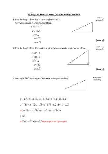 Pythagoras' theorem test x18 (new GCSE 9-1 maths) | Teaching Resources