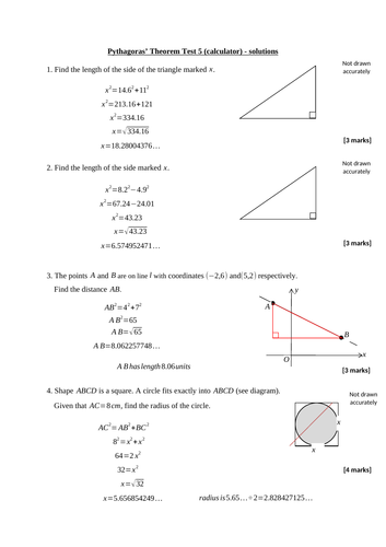 Pythagoras' theorem test x18 (new GCSE 9-1 maths) | Teaching Resources