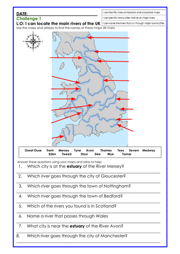 Locate the Major Rivers of the UK (Y3/4 Rivers Topic) | Teaching Resources