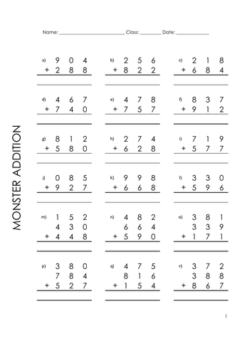 Triple Digit Addition Worksheets Volume One | Teaching Resources