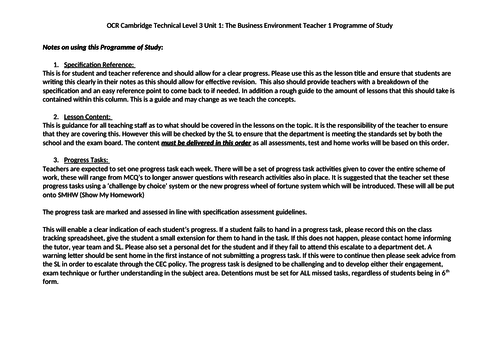 OCR Cambridge Technical Level 3 - Business - Unit 1 - The Business ...