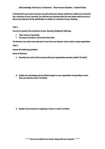 OCR Cambridge Technical Level 3 in Business - Unit 1 - Business ...