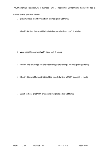 OCR Cambridge Technical Lv 3 in Business - Unit 1 The Business ...