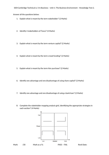 OCR Cambridge Technical Lv 3 in Business - Unit 1 The Business ...