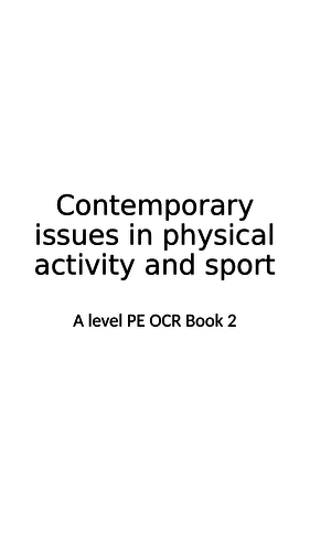 A level PE Contemporary Issues Booklet OCR 2016 Spec