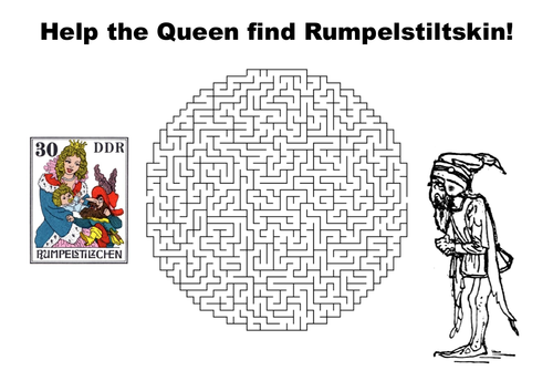 Help the Queen find Rumpelstiltskin maze puzzle
