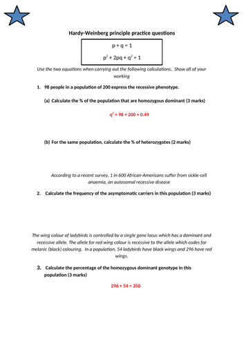 Hardy Weinberg Principle Ocr A Level Biology Teaching Resources