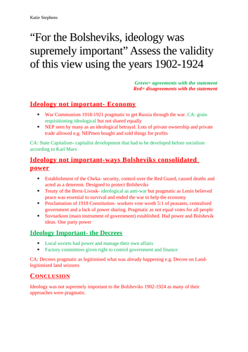 Aqa a level history russia essay plans image
