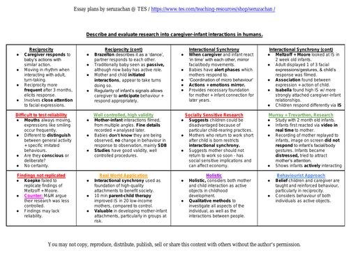 essay plans psychology