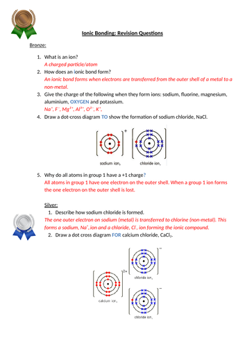 AQA Chemistry - Ionic Bonding Questions and Answers (Bronze, Silver