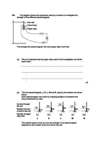 2019 AQA GCSE Physics Electromagnetism  Electric field strength