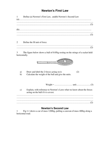 2019 AQA GCSE Physics Forces Newton's Laws