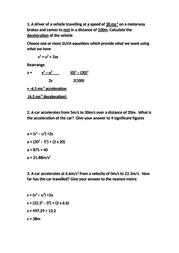 2019 AQA GCSE Physics Forces Suvat