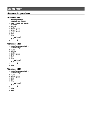 2019 AQA GCSE Physics Forces Momentum