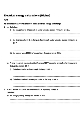 AQA Physics GCSE Energy and Work done