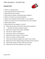 Magnetism Scientific Eye Questions To Accompany Video