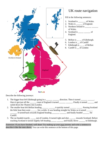 UK navigation sheet (Compass directions)