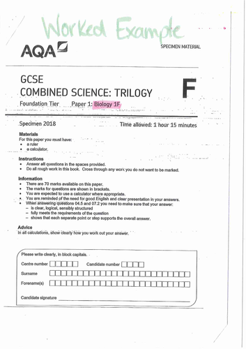 Aqa biology paper 2 2019 mark scheme image