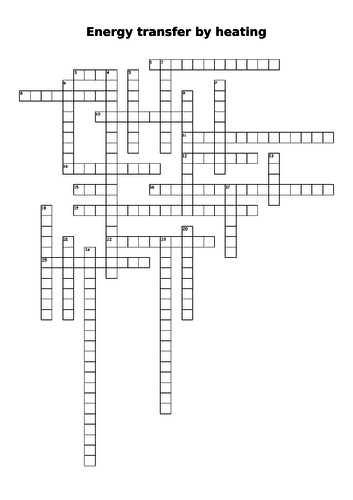 Energy Transfer by Heating Crossword and Answers Teaching Resources