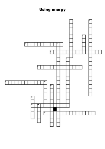 Using Energy Crossword and Answers