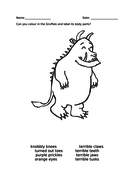 Gruffalo Character Description Flipchart and DIFFERENTIATED worksheets ...