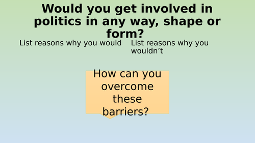Edexcel Citizenship 9-1 Theme D Opportunities and Barriers to Political Participation