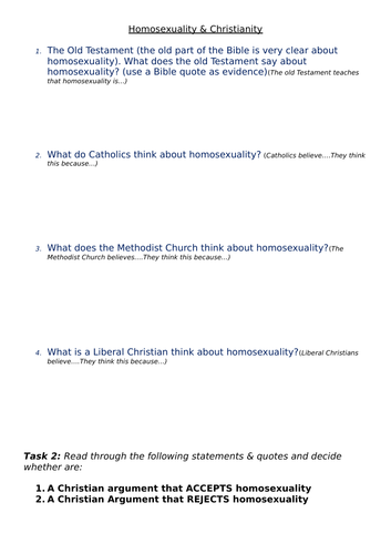 Aqa Gcse Rs Religions And Families Ln 6 Christian Teachings On Human Sexuality