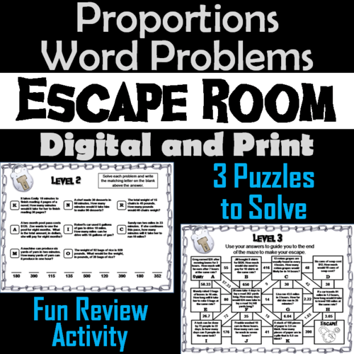 Proportions Word Problems Escape Room