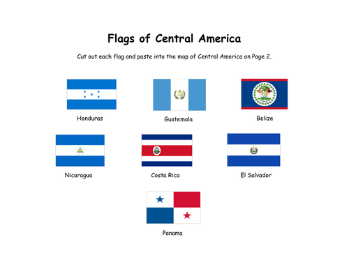 Central America Flag Map Flags Of Central America - Interactive Notebook Activity | Teaching  Resources