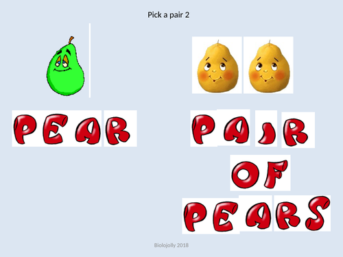 Pick-a-pair 2 literacy starter/plenary