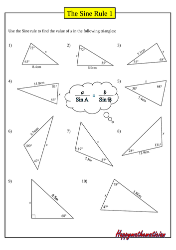 The Sine and Cosine Rule - 6 worksheets with answers | Teaching Resources