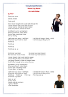 Justin Bieber Song Never Say Never Comprehension Worksheets Lyrics Answer Keys Teaching Resources