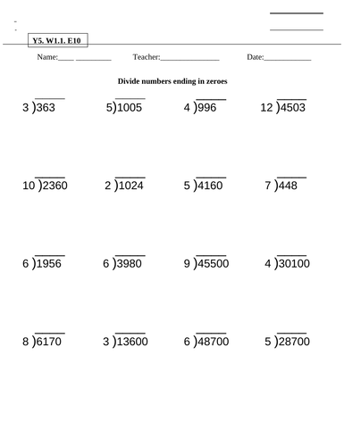 divisionword problems for grade 5 worksheets teaching resources