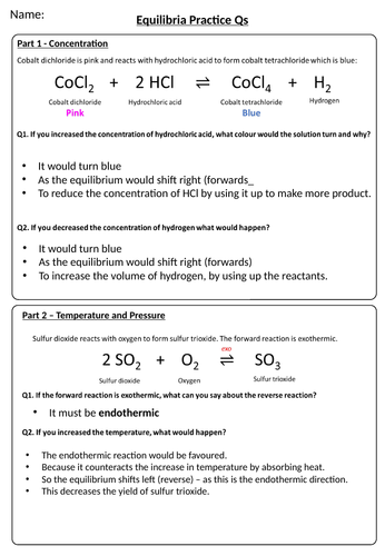 Equilibrium & Le Chatelier's Principle - AQA Chemistry/Trilogy