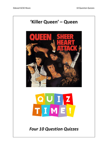 10 Question Quizzes - Killer Queen by Queen - Edexcel GCSE Music